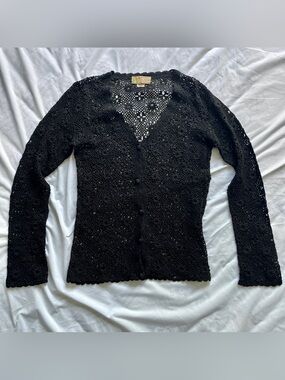 Vintage Crocheted v-Neck Sweater with Buttons